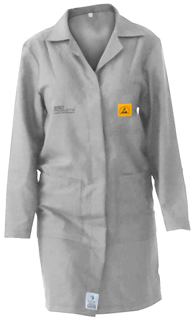 ESD Lab Coat 2/3 Length ESD Smock Light Grey Female 3XL Antistatic Clothing ESD Garment